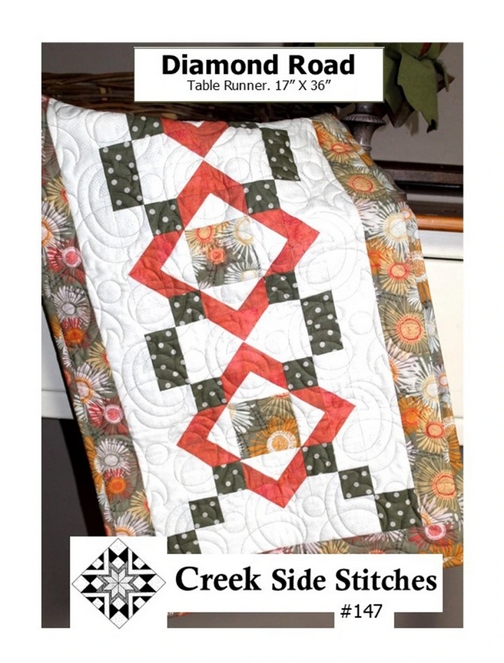 Diamong Road Table Runner Pattern, Creek Side Stitches CSS147