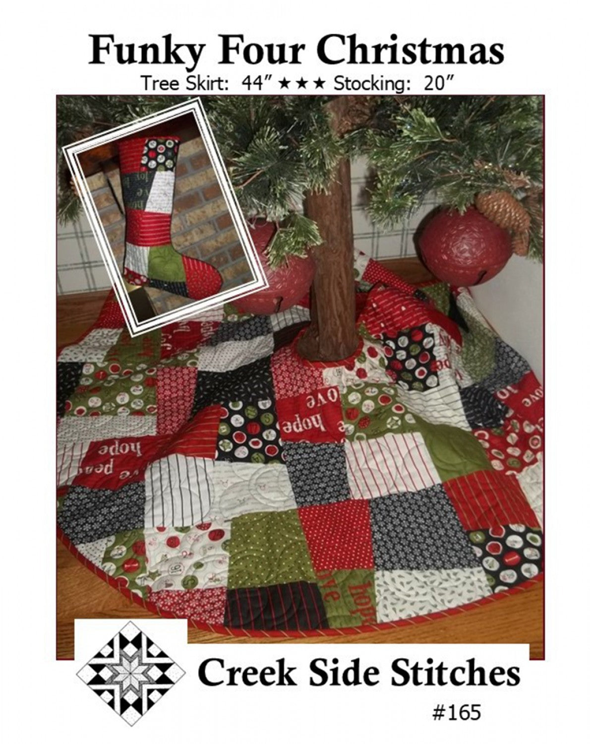 Funky Four Christmas Tree Skirt Quilt Pattern, Creek Side Stitches CSS165