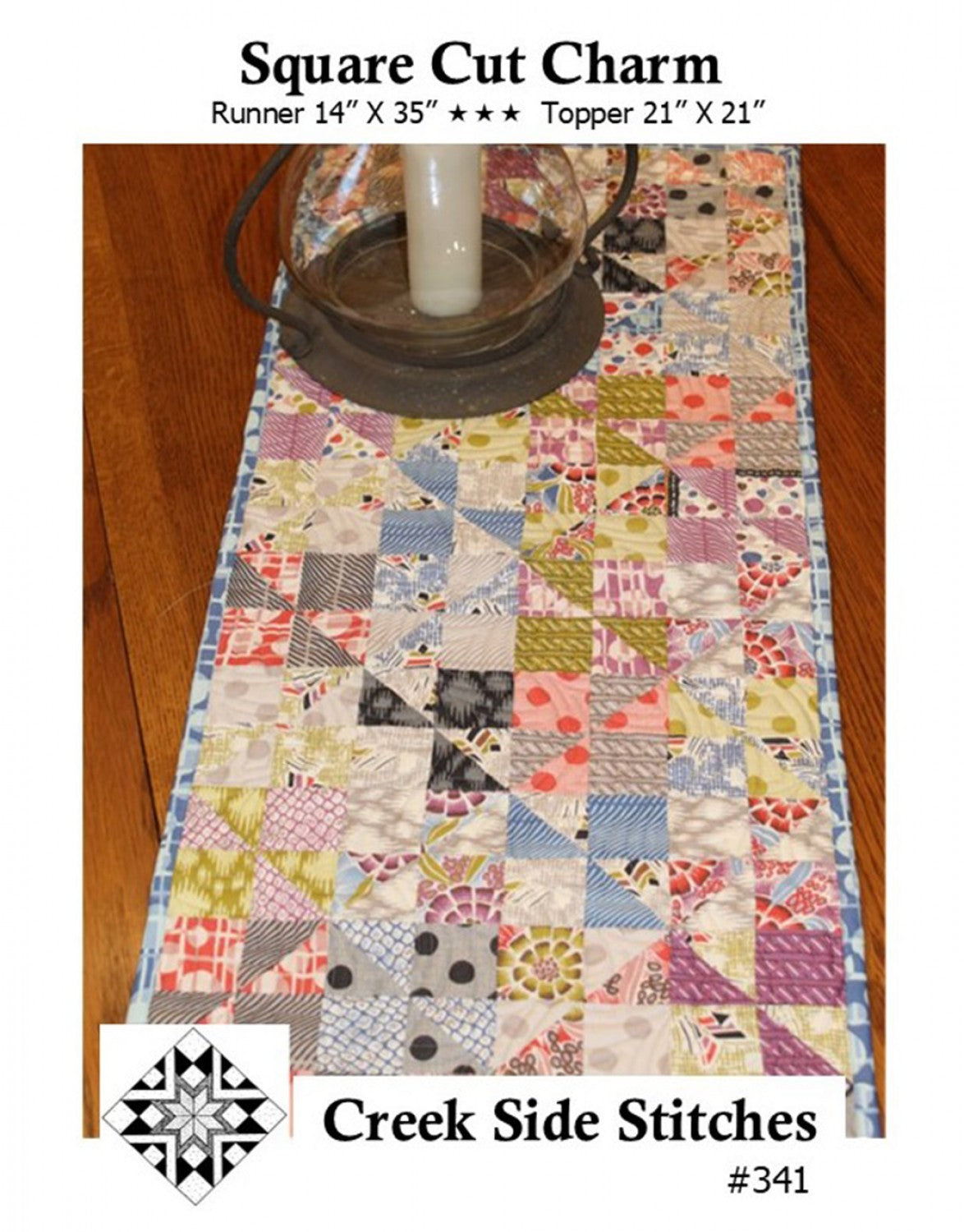 Square Cut Charm Table Runner Quilt Pattern, Creek Side Stitches CSS341