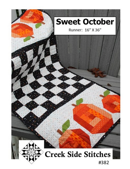 Sweet October Table Runner Quilt Pattern, Creek Side Stitches CSS382