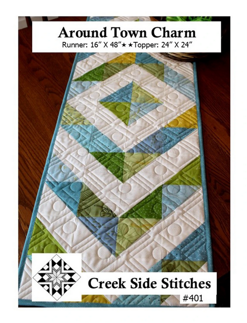 Around Town Charm Table Runner Topper Pattern, Creek Side Stitches CSS401