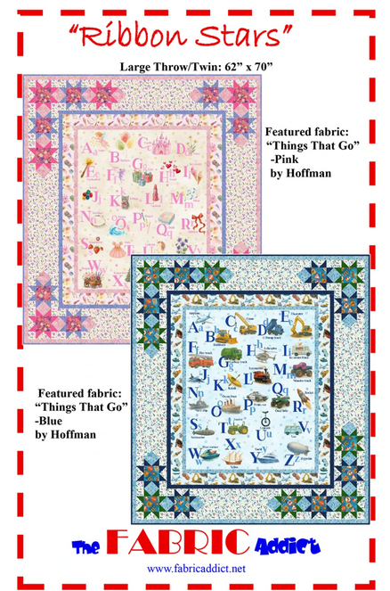 Ribbon Stars Panel Frame Quilt Pattern, The Fabric Addict FARS25