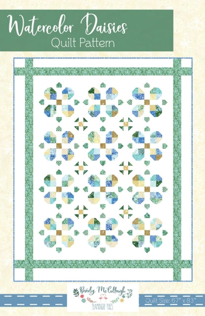 Watercolor Daisies Quilt Pattern, Flamingo Toes FT8610