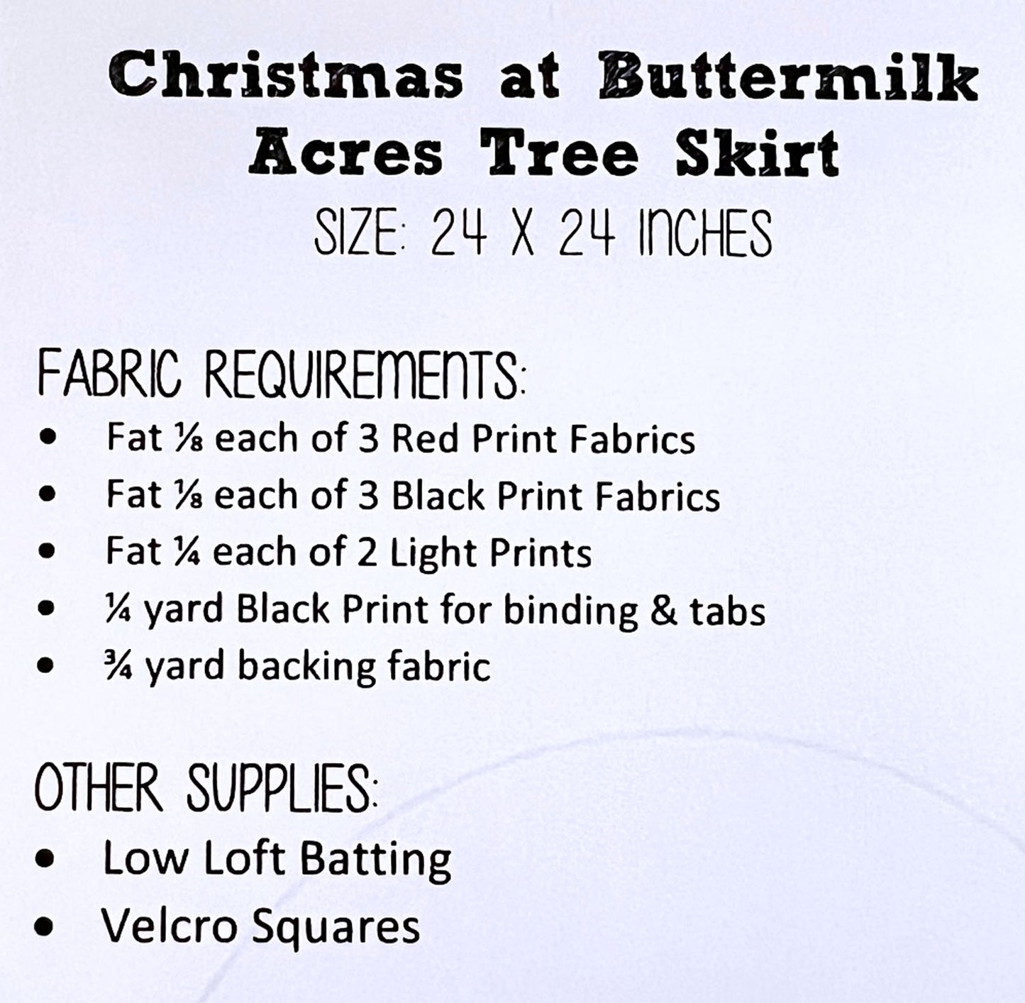 Christmas at Buttermilk Acres Tree Skirt Pattern, Buttermilk Basin BMB3150