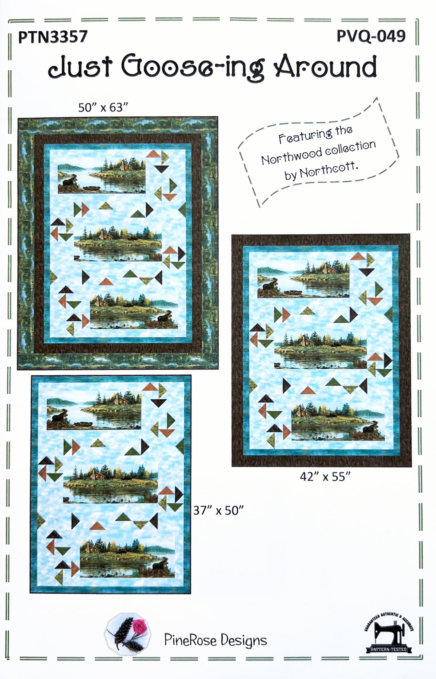 Just Goosing Around Panel Frame Quilt Pattern, PineRose Designs PVQ049 PTN3357