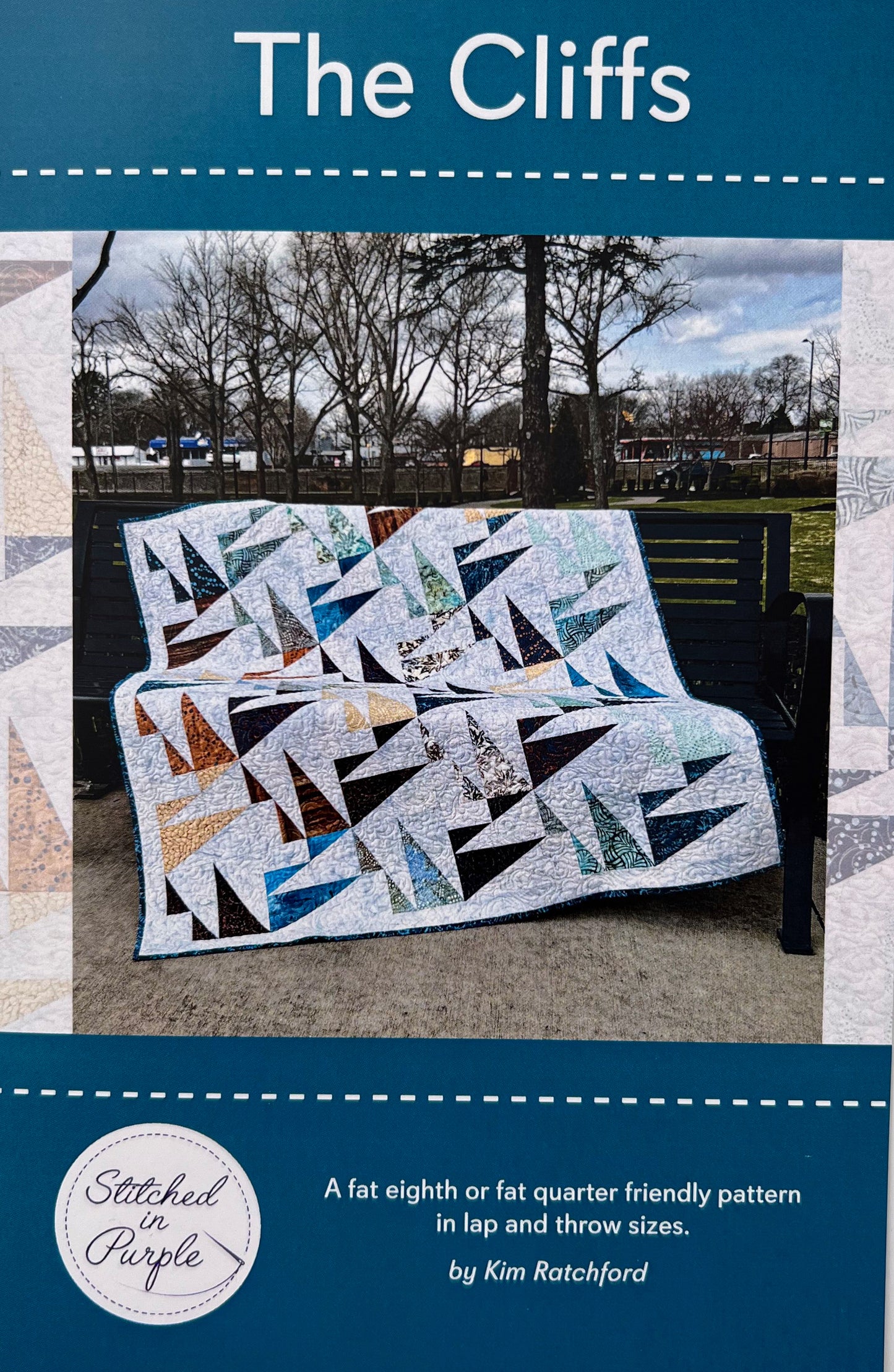 The Cliffs Quilt Pattern, Stitched in Purple SIP107