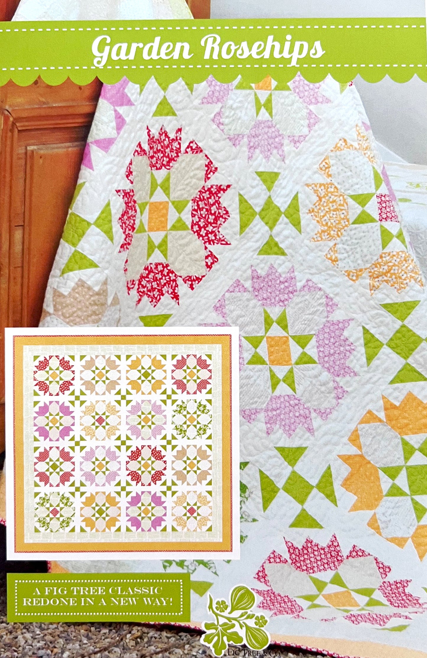 Garden Rosehips Quilt Pattern, Fig Tree Quilts FTQ3054