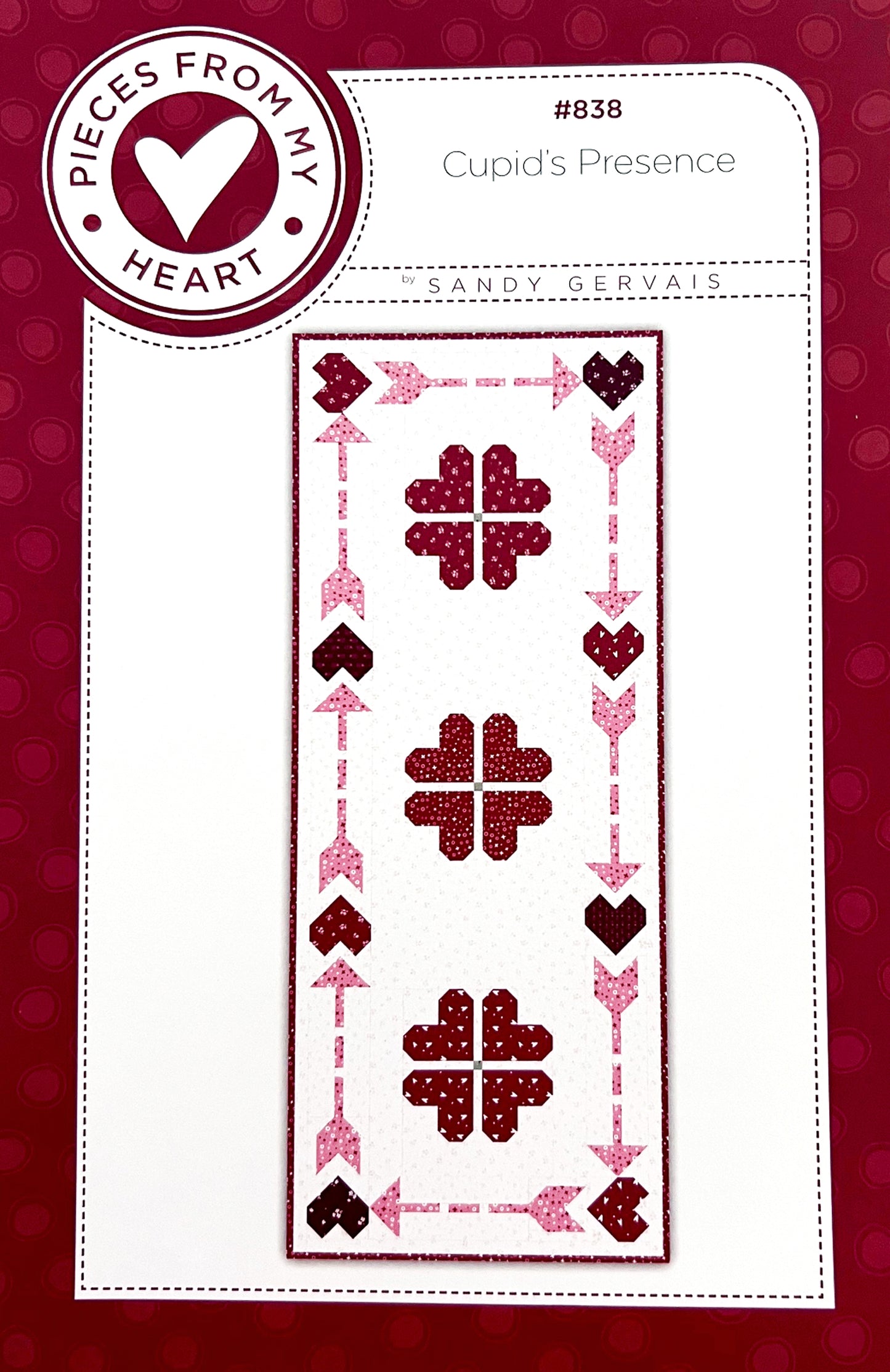 Cupid's Presence Table Runner Quilt Pattern, Pieces From My Heart PH838
