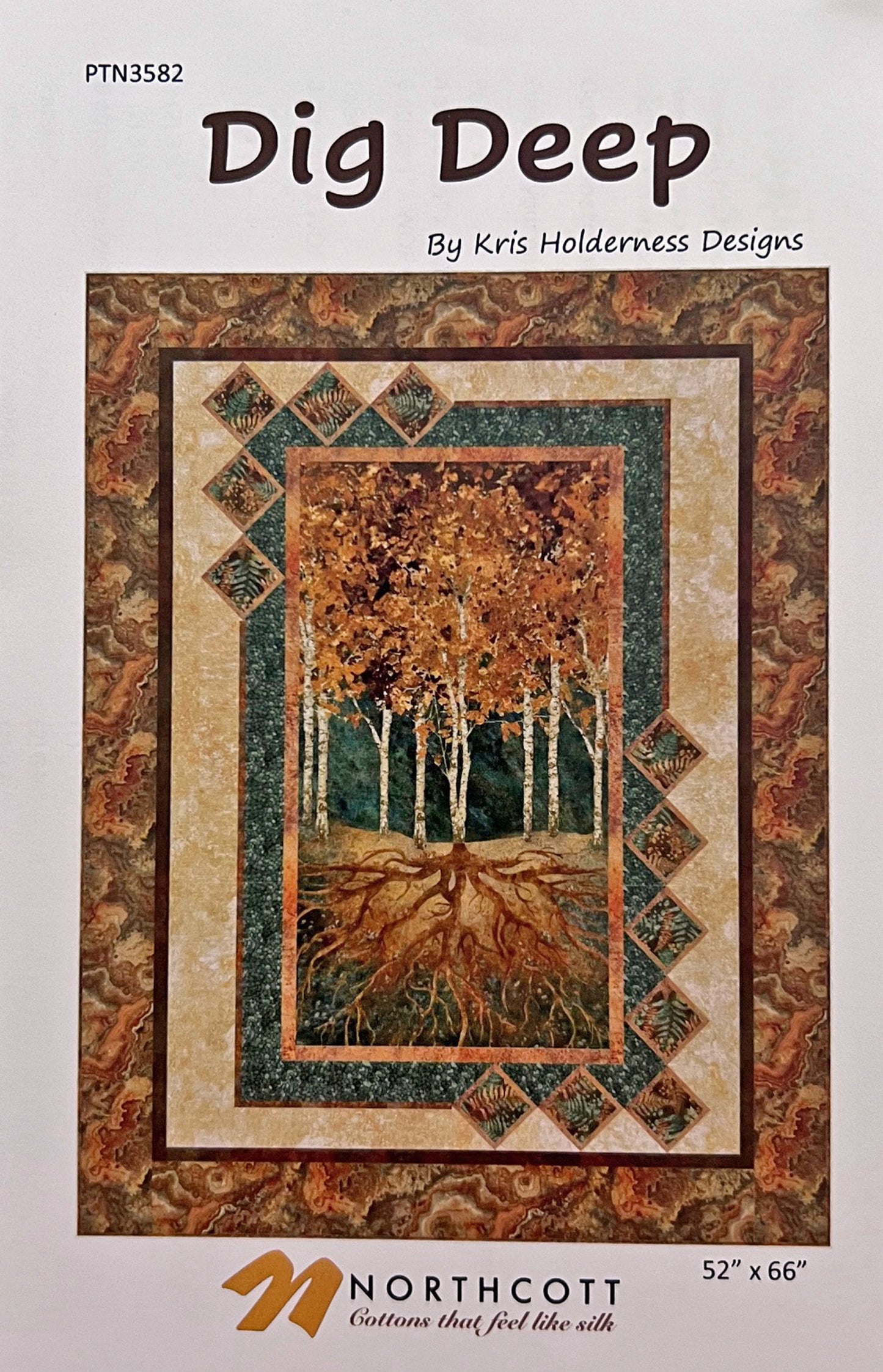 Dig Deep Panel Frame Quilt Pattern, Kris Holderness Designs PTN3582,Yardage Panel Friendly Lap Throw Quilt Pattern