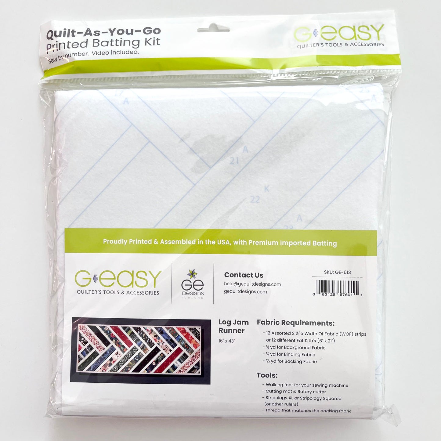 Log Jam Runner Quilt as You Go QAYG Table Runner Fusible Batting Kit, GE Designs GE613