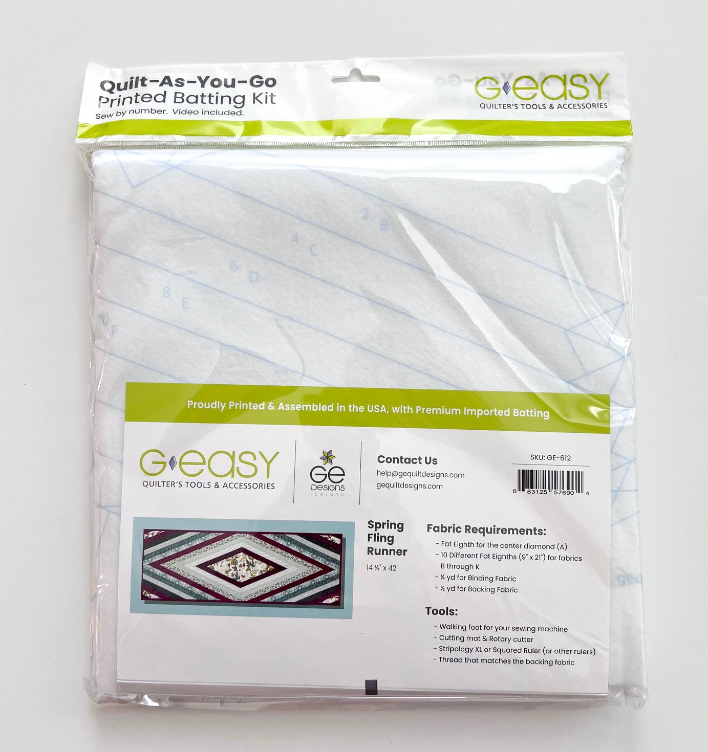 Spring Fling Runner Quilt as You Go QAYG Fusible Batting Kit, GE Designs GE612