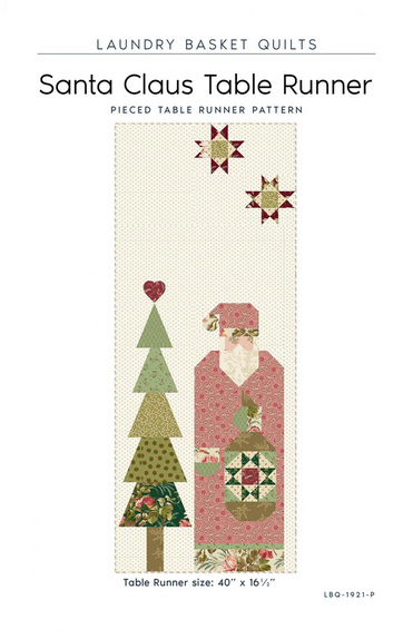 Santa Claus Table Runner Quilt Pattern, Laundry Basket Quilts LBQ-1921-P