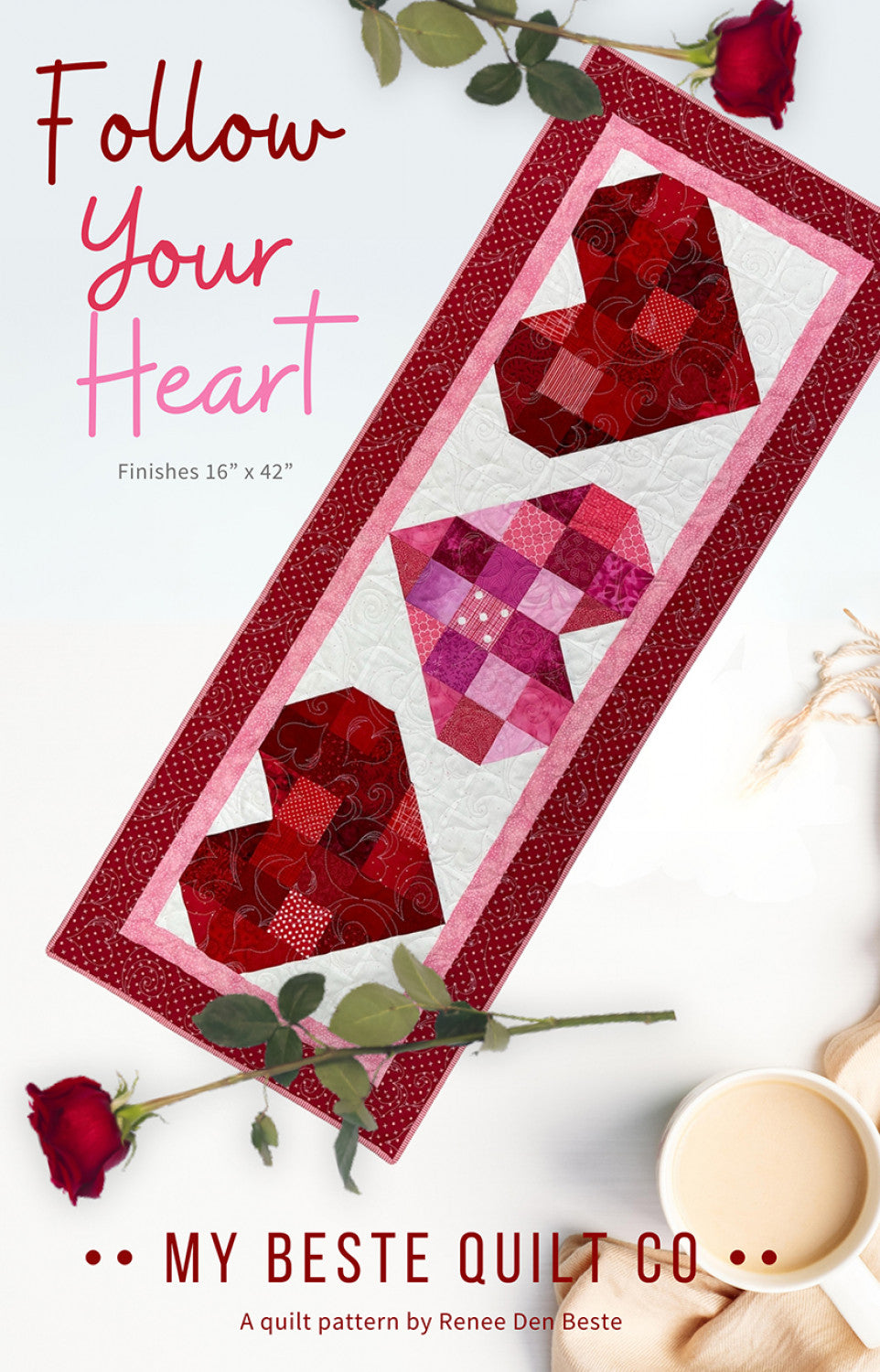 Follow Your Heart Table Runner Quilt Pattern, My Bestie Quilt Co MBQC117