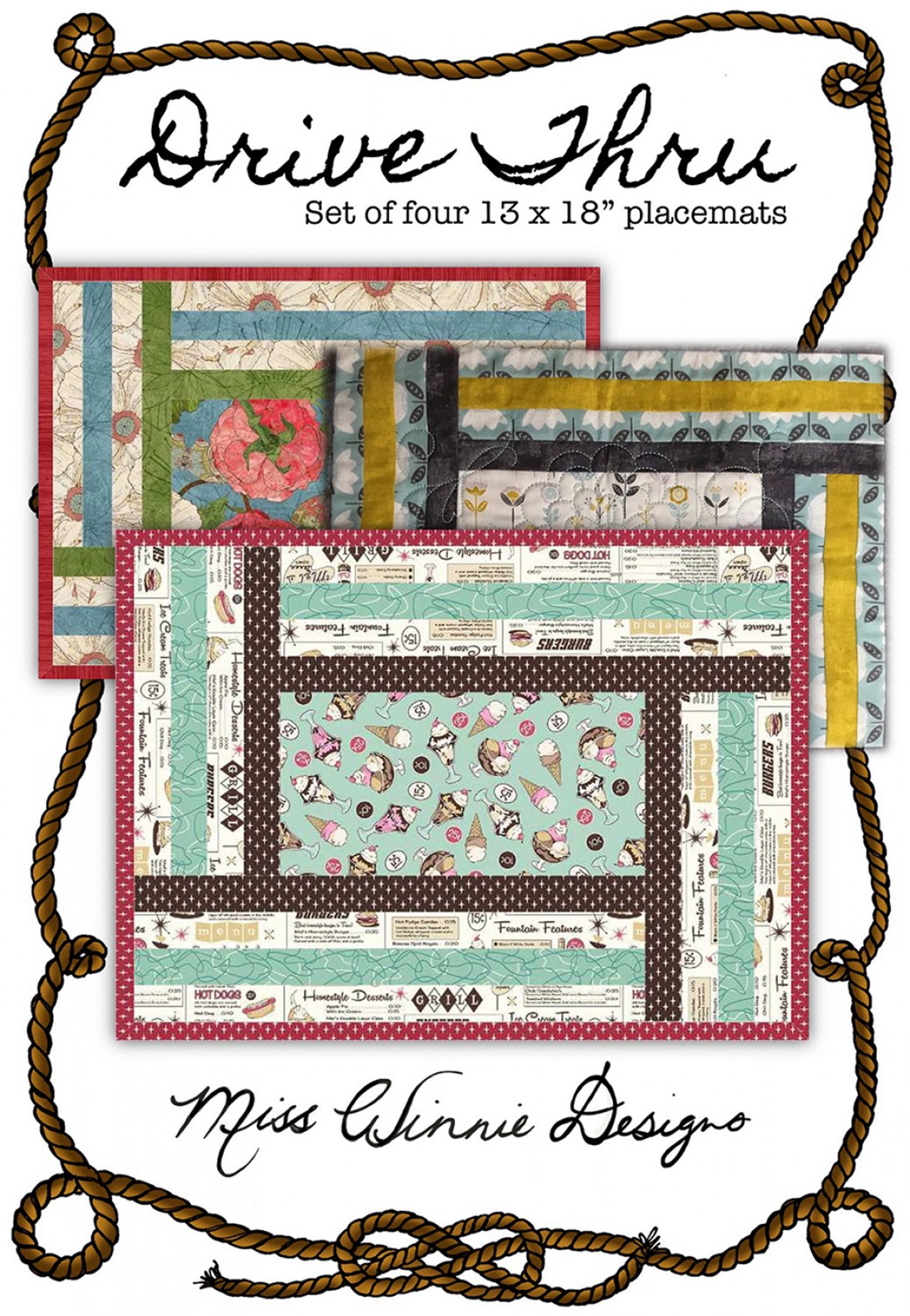 Drive Thru Place Mats Quilt Pattern, Miss Winnie Designs MWD464
