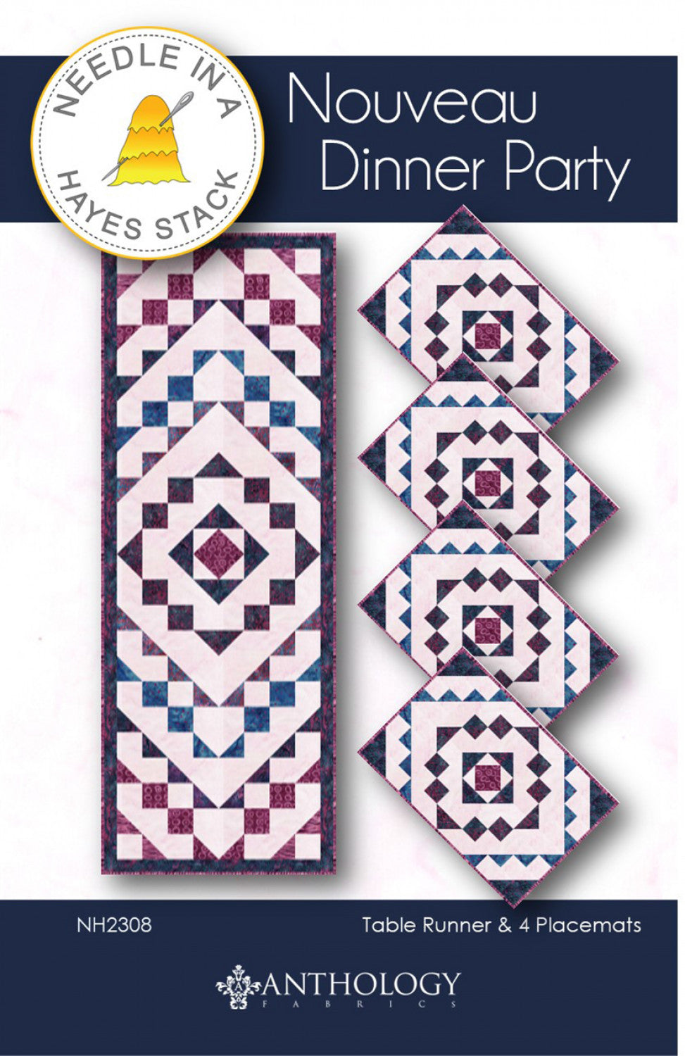 Nouveau Dinner Party Runner Place Mats Quilt Pattern, Needle Hayes Stack NH2308