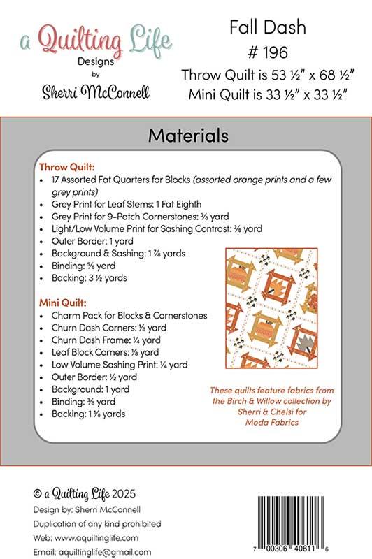 Fall Dash Quilt Pattern, Quilting Life Designs QLD196