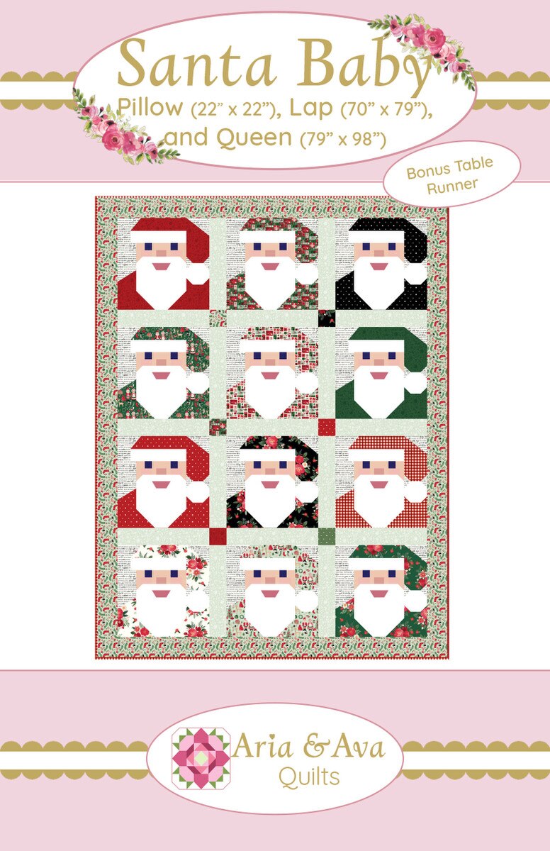 Santa Baby Quilt and Pillow Cover Pattern, Aria and Ava BRQ400