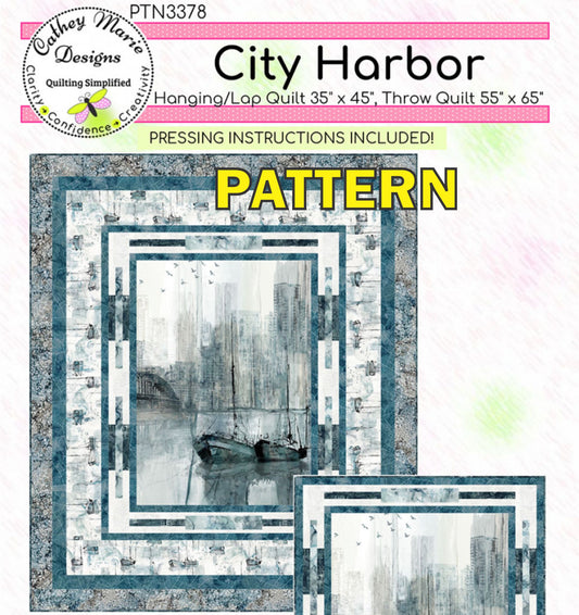 City Harbor Panel Frame Quilt PATTERN, Cathey Marie Designs CMD308 PTN3378