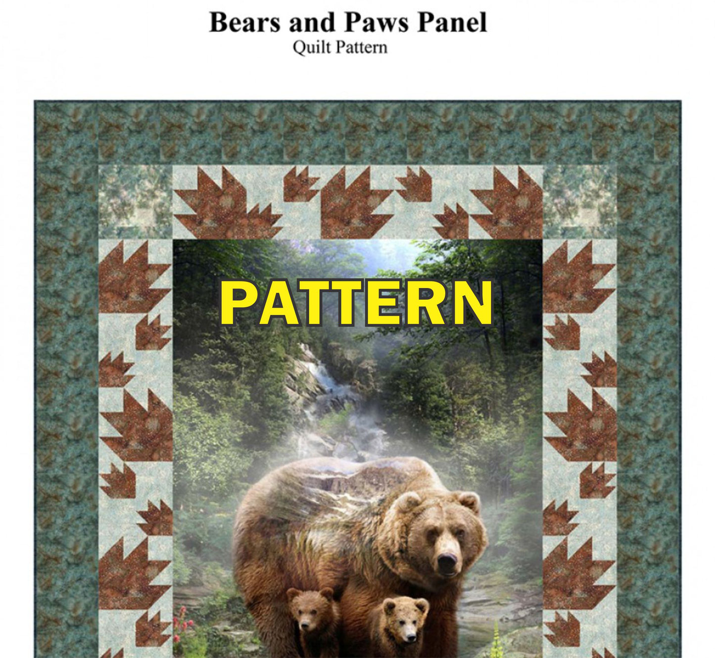 Bears and Paws Panel Frame Quilt PATTERN, Castilleja Cotton CJC-5176-1