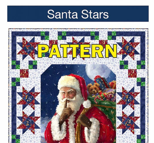 Santa Stars Panel Frame Quilt PATTERN, Pine Tree Country Quilts PT1890