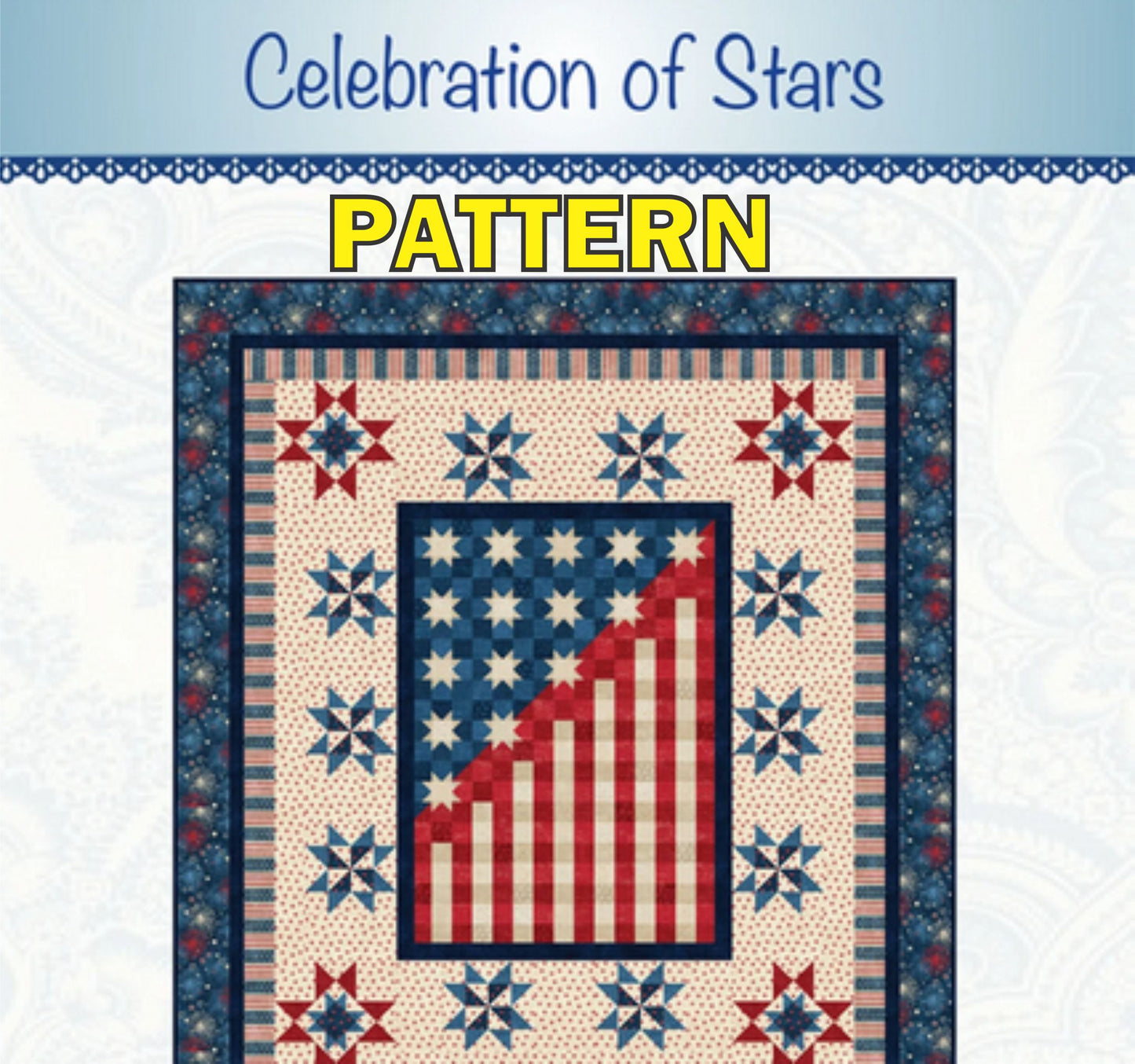 Celebration of Stars Panel Frame Quilt Pattern, Bound to Be Quilting BTBQ557 PTN3577