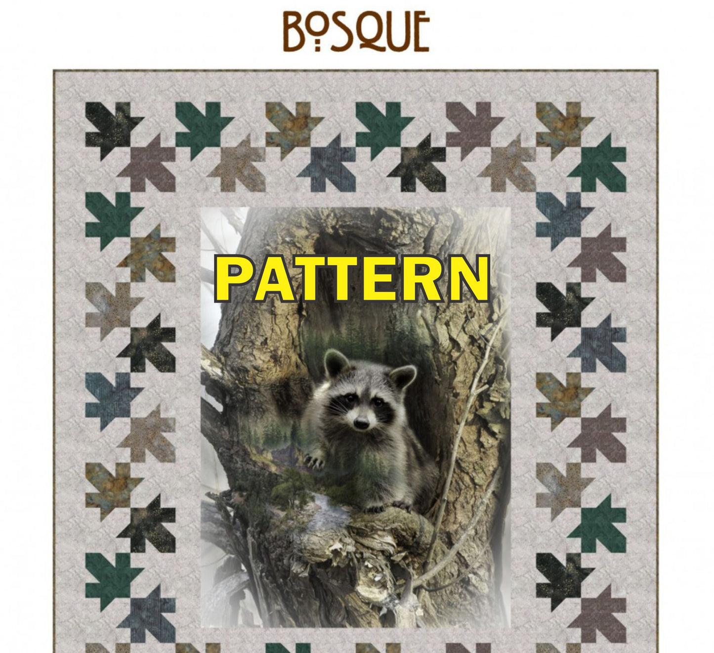 LAST CALL Bosque Panel Frame Quilt PATTERN, Bear Hug Quiltworks BHQ218
