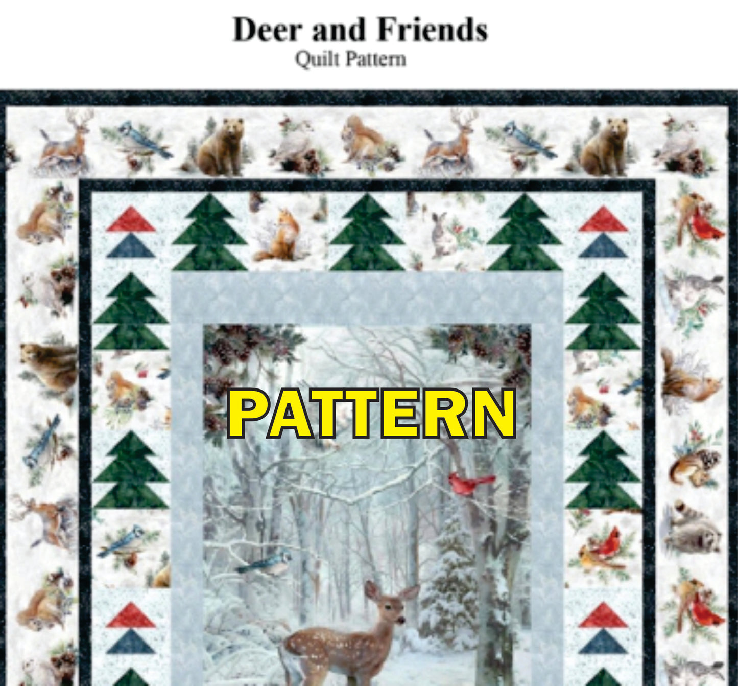 Deer and Friends Panel Frame Quilt PATTERN, Castilleja Cotton CJC-5942-1