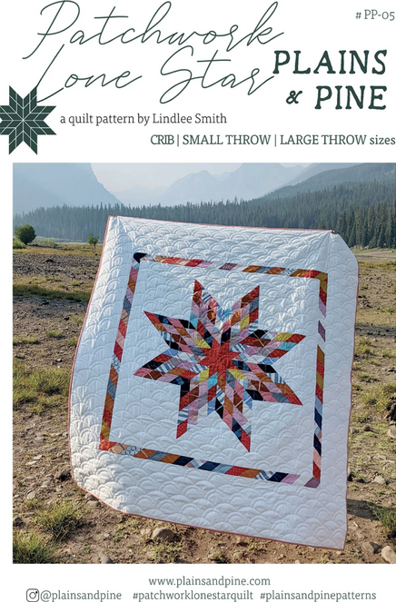 Patchwork Lone Star Quilt Pattern, Plains and Pine PP005