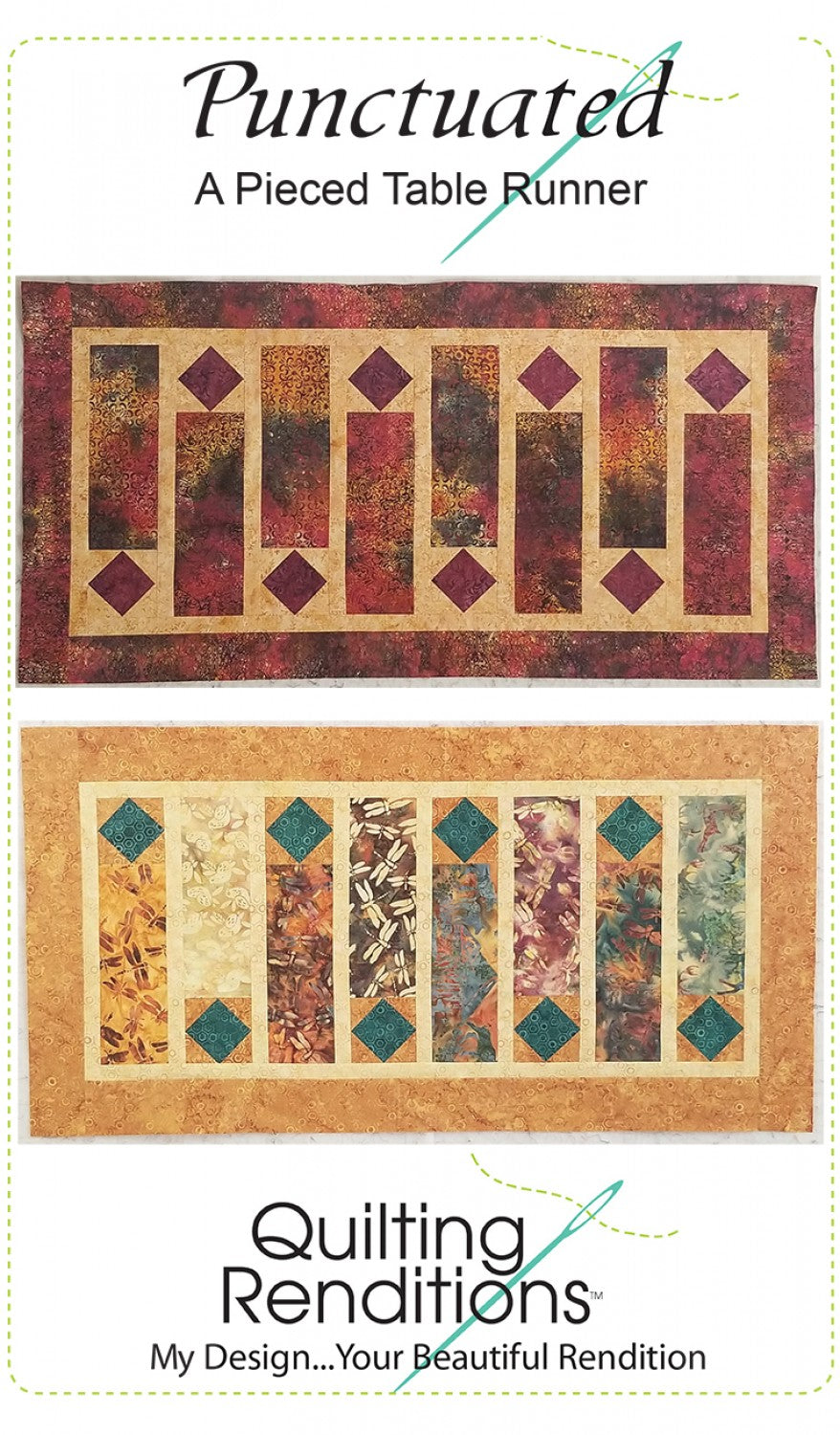 LAST CALL Punctuated Table Runner Quilt Pattern, Quilting Renditions QR1244