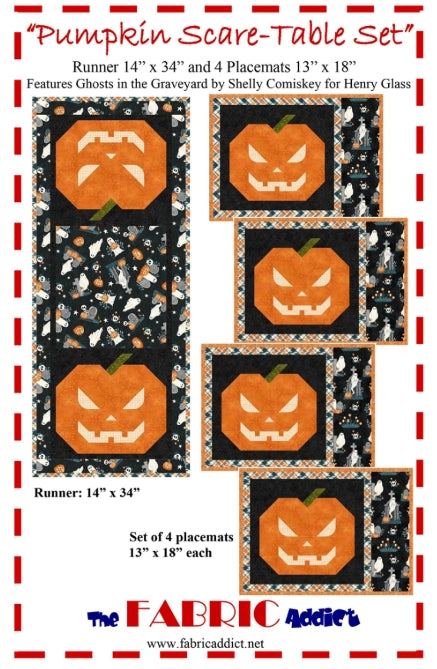 Pumpkin Scare Table Set Quilt Pattern, The Fabric Addict FAPST25