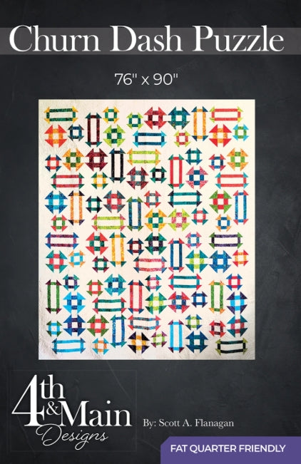 Churn Dash Puzzle Quilt Pattern, 4th and Main 4MD021