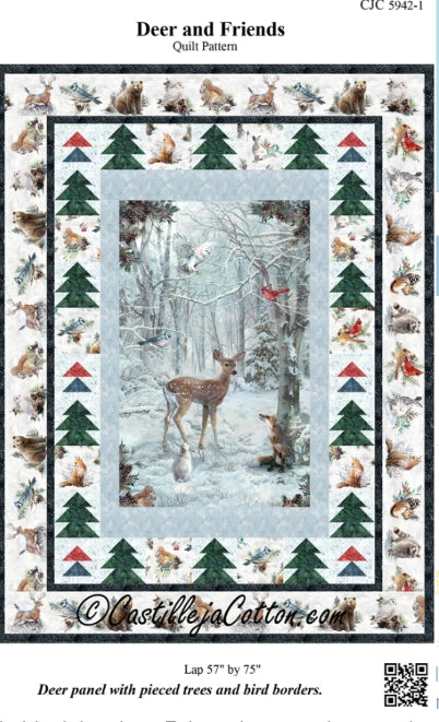 Deer and Friends Panel Frame Quilt Pattern, Castilleja Cotton CJC-5942-1