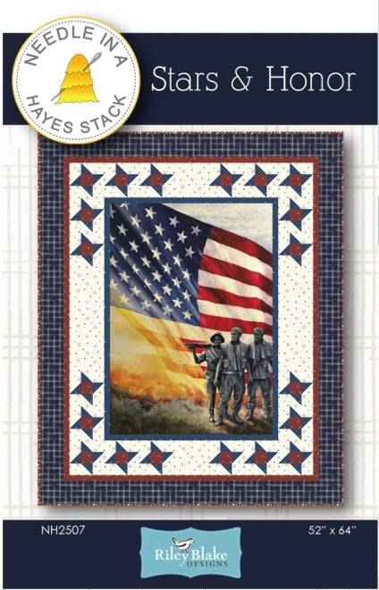 Stars and Honor Panel Frame Quilt Pattern, Needle in a Hayes Stack NH2507
