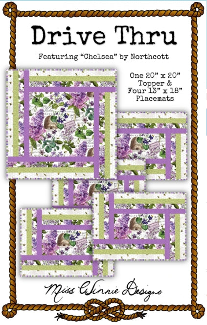 Drive Thru Table Topper and Place Mats Quilt Pattern, Miss Winnie Designs MWDDTT19