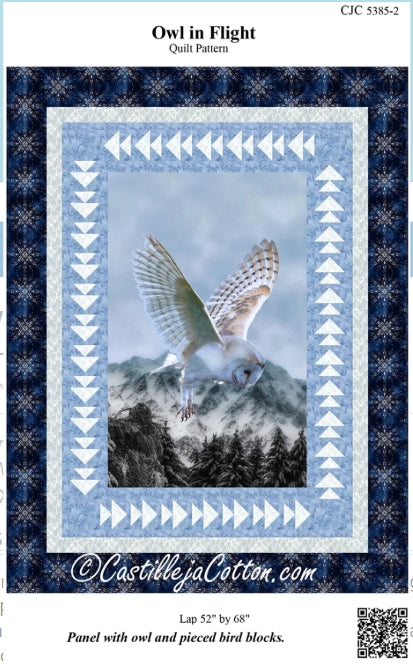 Owl in Flight Panel Quilt Pattern, Castilleja Cotton CJC-53852