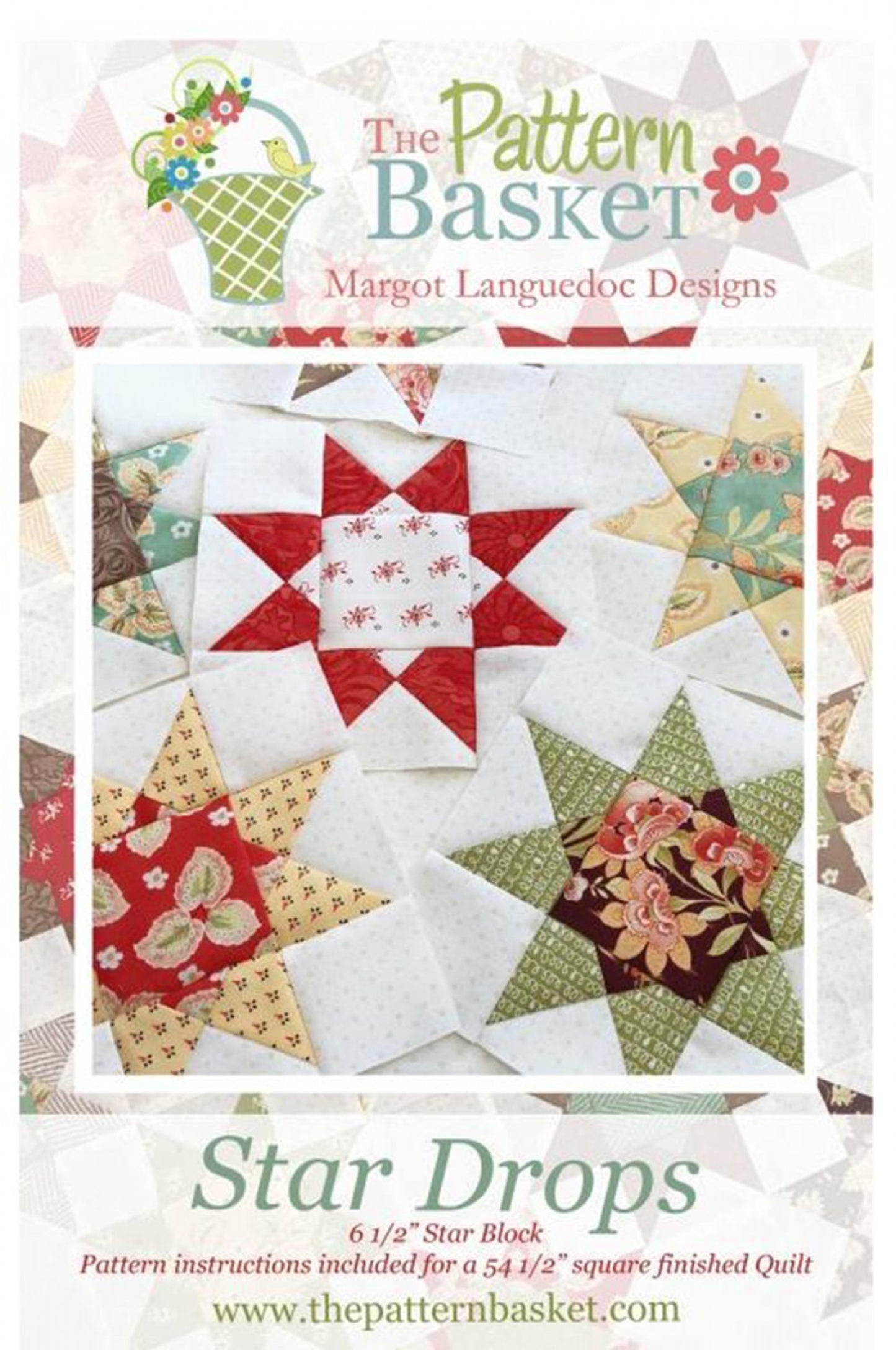 Star Drops Quilt BLOCK Pattern, The Pattern Basket TPB 1804