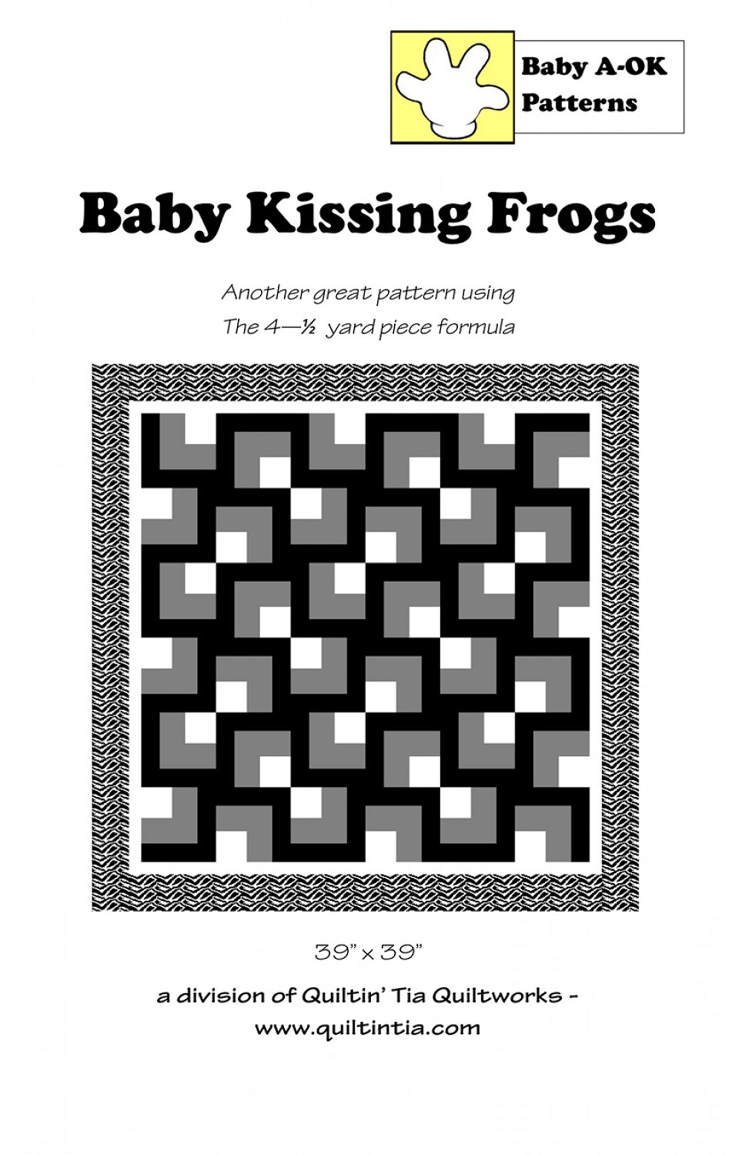 LAST CALL Baby A-Ok Kissing Frogs Quilt Pattern, Quiltin' Tia Quiltworks WBAOK06