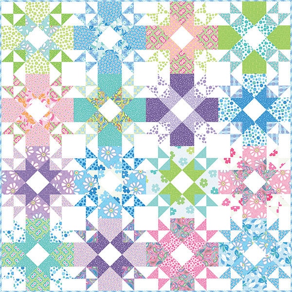 Starlett Quilt Pattern, Me and My Sister Designs MMS20140501, Fat Quarter Eighths Friendly Star Throw Quilt Table Topper Pattern