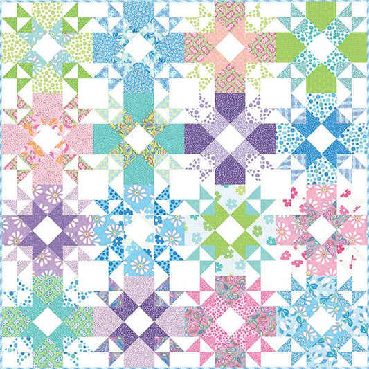 Starlett Quilt Pattern, Me and My Sister Designs MMS20140501, Fat Quarter Eighths Friendly Star Throw Quilt Table Topper Pattern