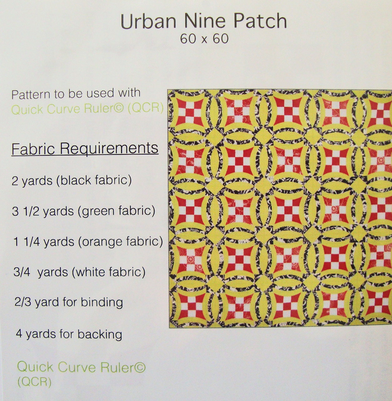 Urban Nine Patch Quilt Pattern, Sew Kind of Wonderful SKW109, Quick Curve Ruler QCR Square Throw Quilt Pattern