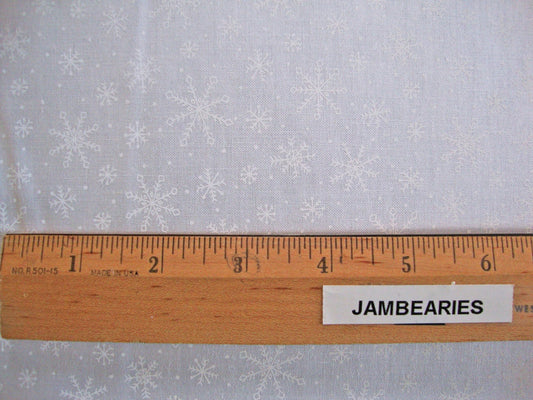 Muslin Mates - Snowflakes White on White Quilt Fabric, Moda 9929 11, White Snowflake Quilt Background Fabric, By the Yard