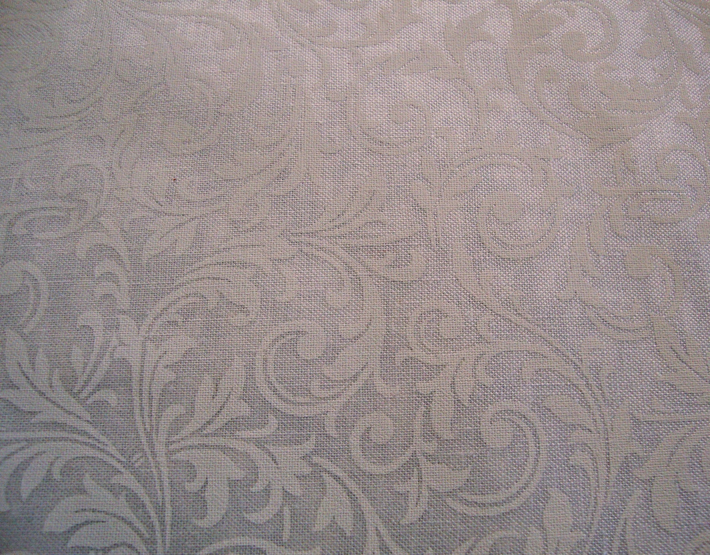 Muslin Mates - Feather Swirl White on White Quilt Fabric, Moda 9942 11, White Filigree Quilt Background Fabric, By the Yard