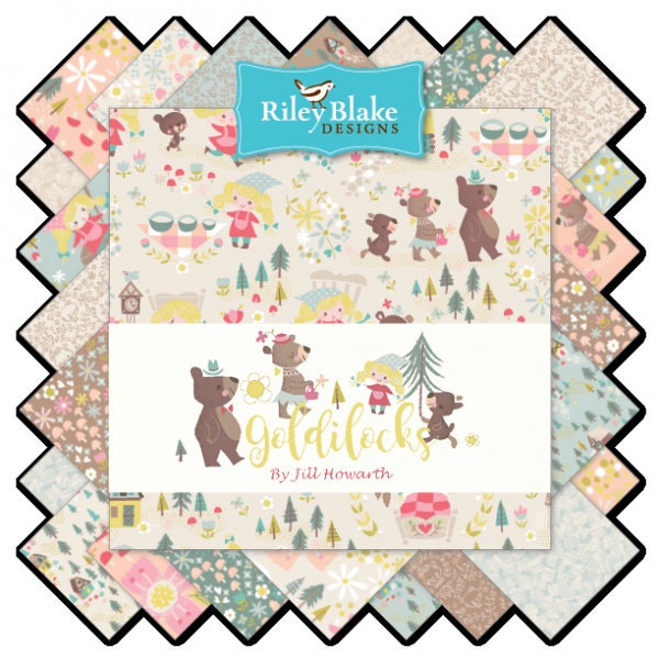 Goldilocks Charm Pack OOP, Riley Blake 5-5710-42, 5" Precut Goldilocks Three Bears Fairy Tale Fabric Squares, Juvenile Kids Fabric, Howarth