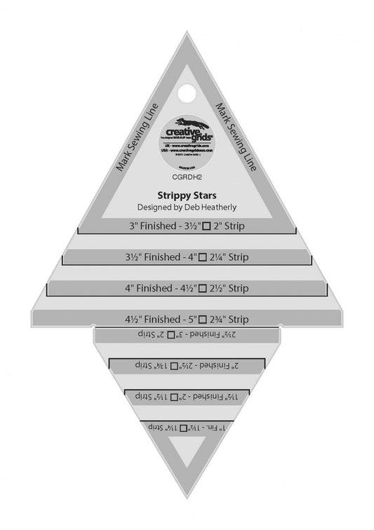 Strippy Stars Tool, Creative Grids CGRDH2, Non-Slip Quilting Ruler