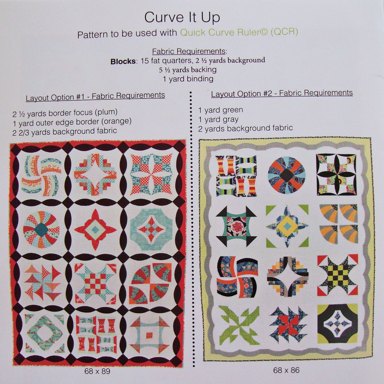 Curve it Up BOM Pattern Book, Sew Kind of Wonderful SKW408, Block of Month Quilt Patterns for Quick Curve Ruler Curved Piecing