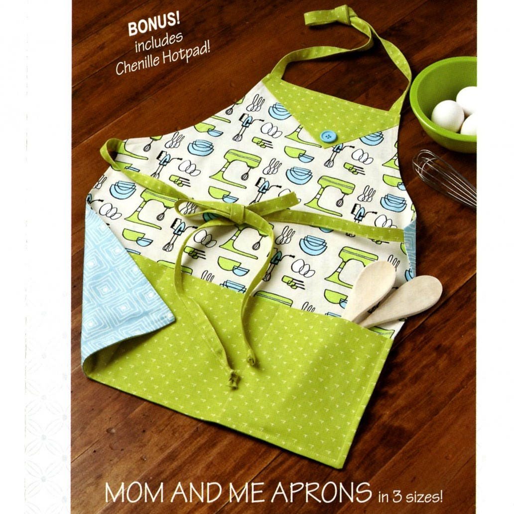 Mom and Me Aprons Pattern, Atkinson Designs ATK176, Toddler Child Adult Apron Pattern in 3 Sizes