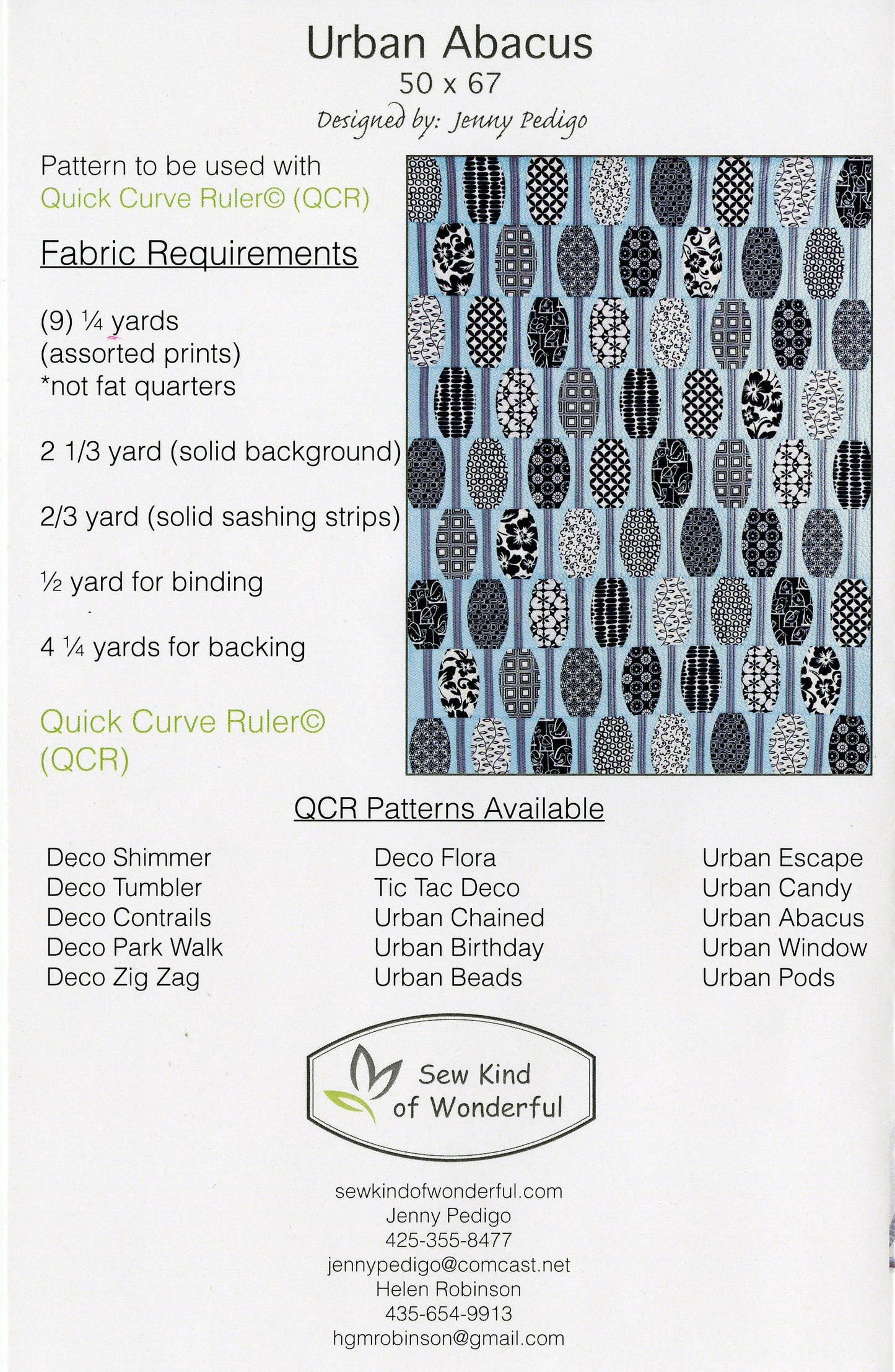 Urban Abacus Quilt Pattern, Sew Kind of Wonderful SKW 102, Yardage Friendly Quick Curve Ruler QCR Modern Lap Throw Quilt Pattern