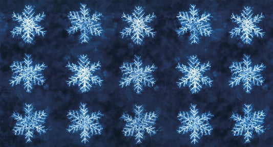 RARE Yuki Seppen 23" Snowflake Fabric Panel OOP, Moda 48020 14, Blue and White Snowflakes Fabric, Indigo Blue and White Fabric, Maddy