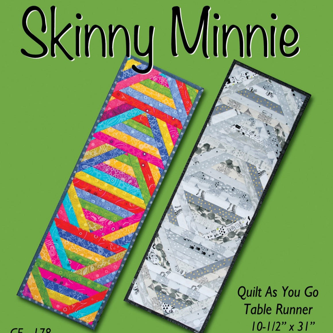 Skinny Minnie Quilted Table Runner Pattern, GE Designs GE178, Honey Bun Friendly Strip Quilt Pattern, Quilt As You Go Pattern