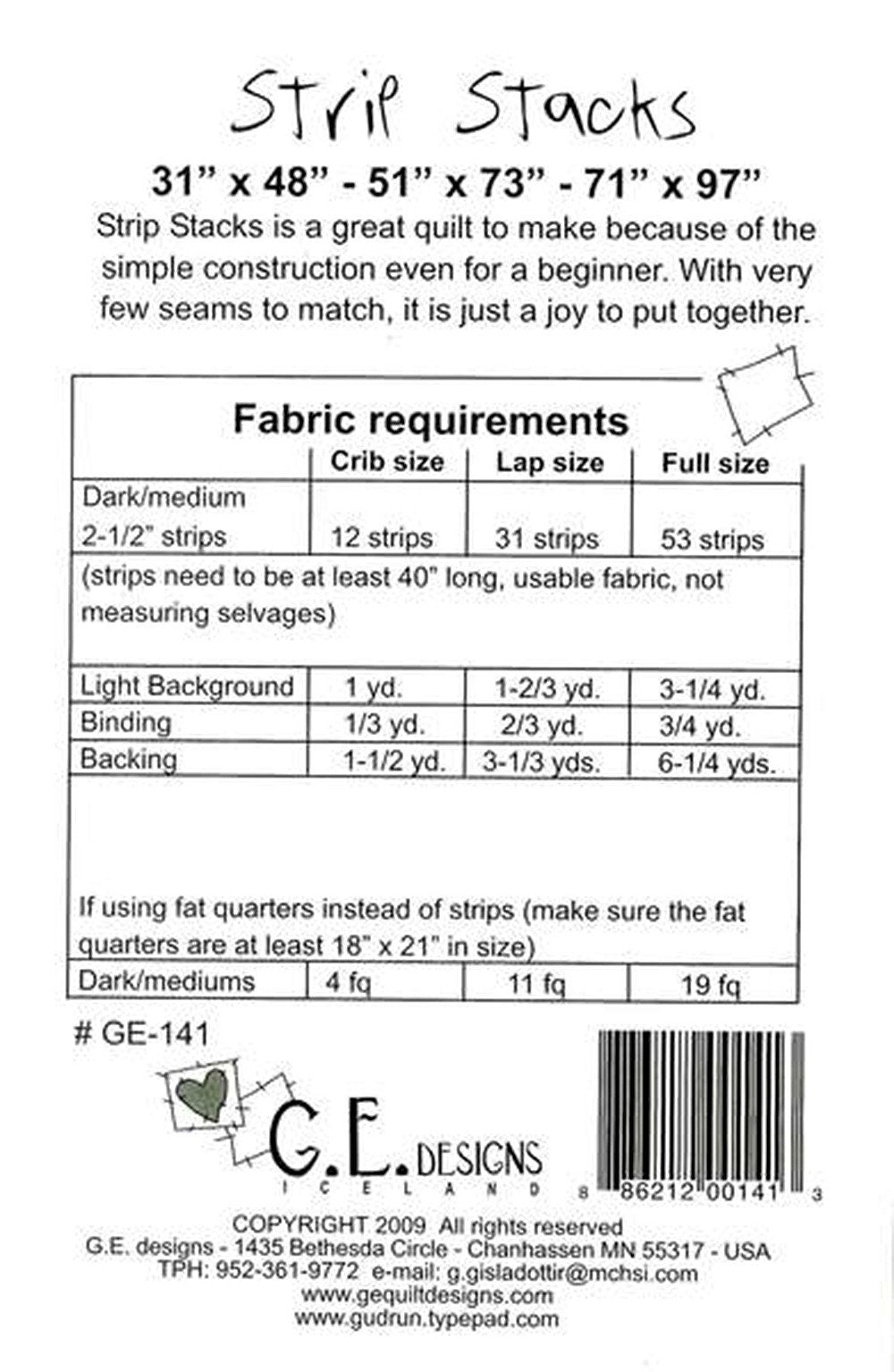 Strip Stacks Quilt Pattern, GE Designs GE141, Jelly Roll Quilt Pattern, Southwest Strip Quilt Pattern, Stripology Ruler Pattern